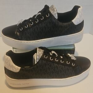 Michael Kors Black and Silver Women's Sneakers